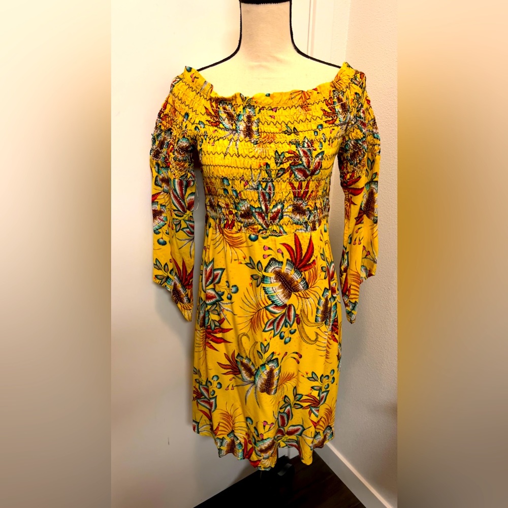 New with tag yellow floral dress by Farm Rio from Anthropologie size M